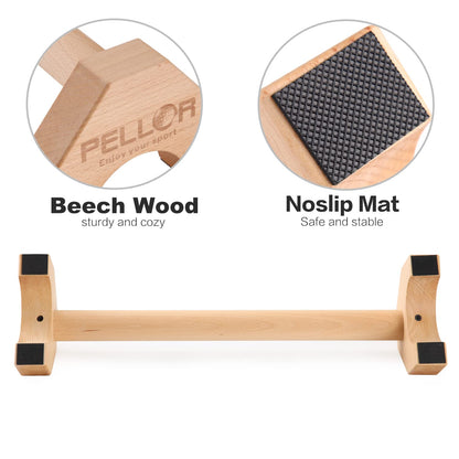 PELLOR Push Up Board, Pushup Stands with Sports Wristbands Wood Parallette Push Up Bar Portable Fitness Gym Gear Equipment with Anti-Slid Mat Workout Push Up Stand Exercise Women Men