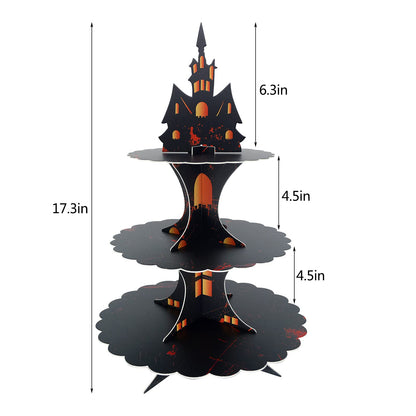 WEEPA Halloween Party Supplies 3 Tier Cupcake Stand Cardboard Cake Stand Gothic Tower for Halloween Party Decorations