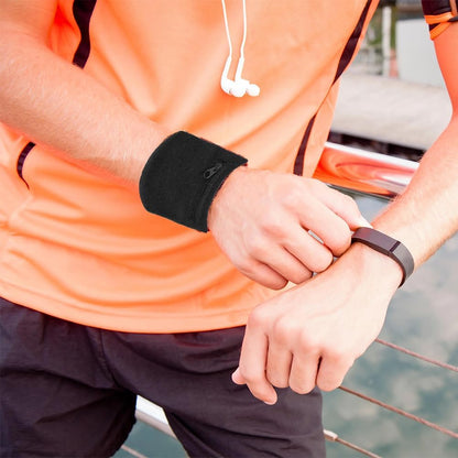 Wrist Band Wallets, Sweat Bands Wristbands Health Gear Sport Coin Keys Storage Pouch Wallets Breathable Pocket Sweatband Wallet with Zipper for Gym Running Basketball Hiking Jogging Black