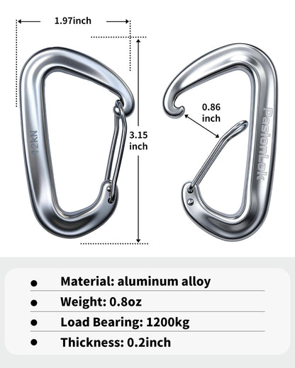 PasionLok Carabiner Clips Heavy Duty 12KN, 4 Pack Aluminum Carabiner Keychain, Small D Ring Hook for Hammock Camping Essentials, Backpack Key Ring Clip, Dog Leash, Multi Color