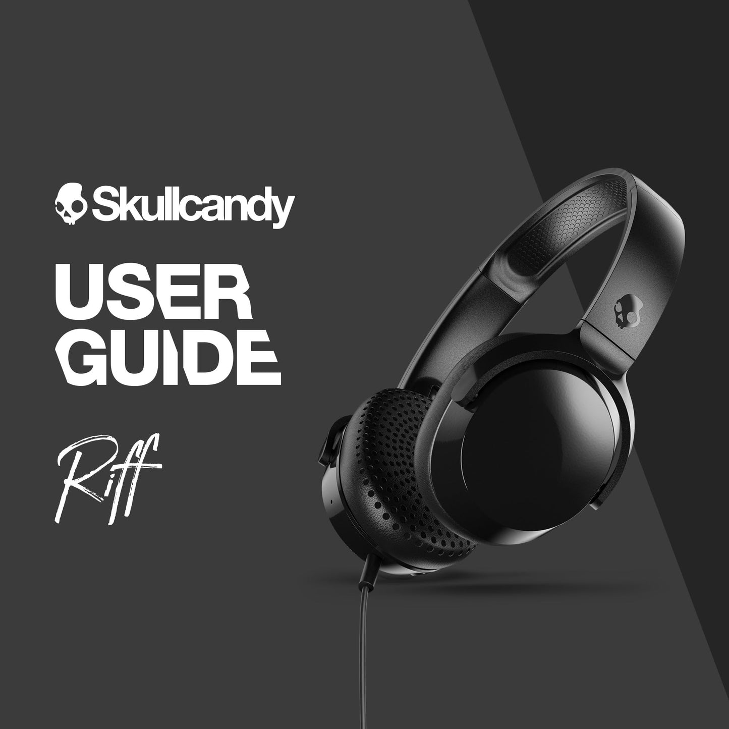 Skullcandy Riff On-Ear Wired Headphones, Convenient for Travel with 3.5mm Plug, Built-In Microphone, Foldable Lightweight Comfortable Design, Durable Headband - Black