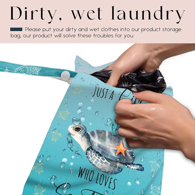 Waterproof Wet Bag for Swimsuit, Travel Beach Wet Dry Bag, Hidden Zipper