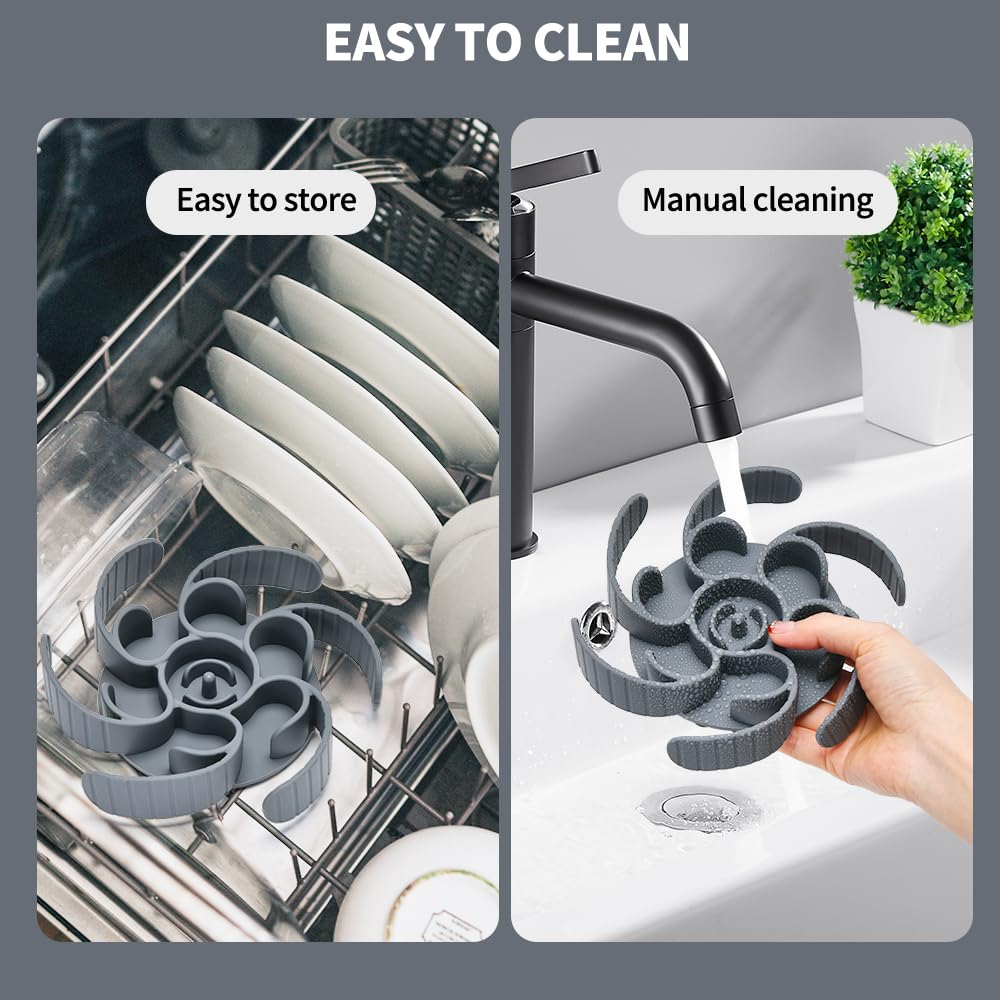 Slow Feeder Dog Bowls Insert,Third Generation upgradedSuper Firm Eating Bowl（Cuttable） for Large Breed and Medium Small Size Compatible with Regular Elevated Metal Glass Dog Bowl (Gray) (Grey)