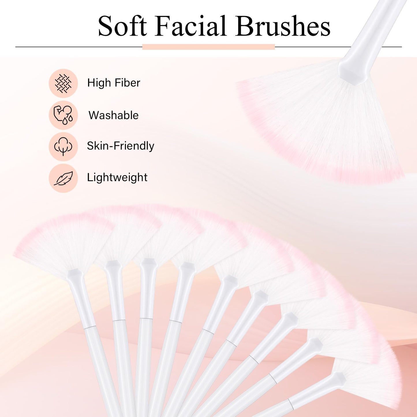 9 Pieces Facial Fan Mask Brushes, Soft Facial Applicator Brushes Tools for Peel Glycolic Makeup for Mud Cream(Champagne)