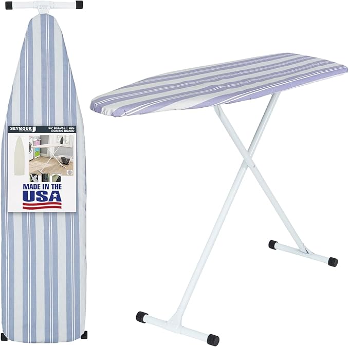 Full Size Ironing Board with Cover & Pad – USA-Made with Enhanced Grip Feet