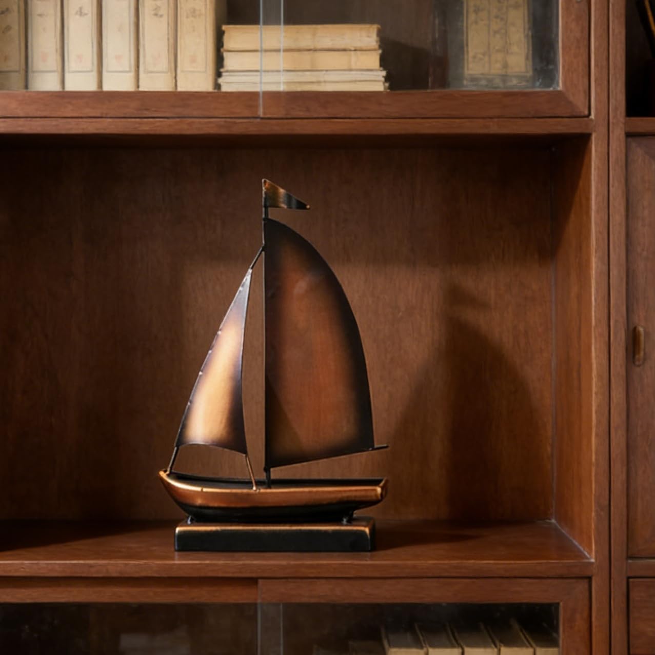XGZY Iron Sailboat Ornament Decor,Small Ship Model Decorations for Coastal,Nautical Bathroom,Modern Farmhouse,Living Room,Shelf,Desk Accessories for Men (C)