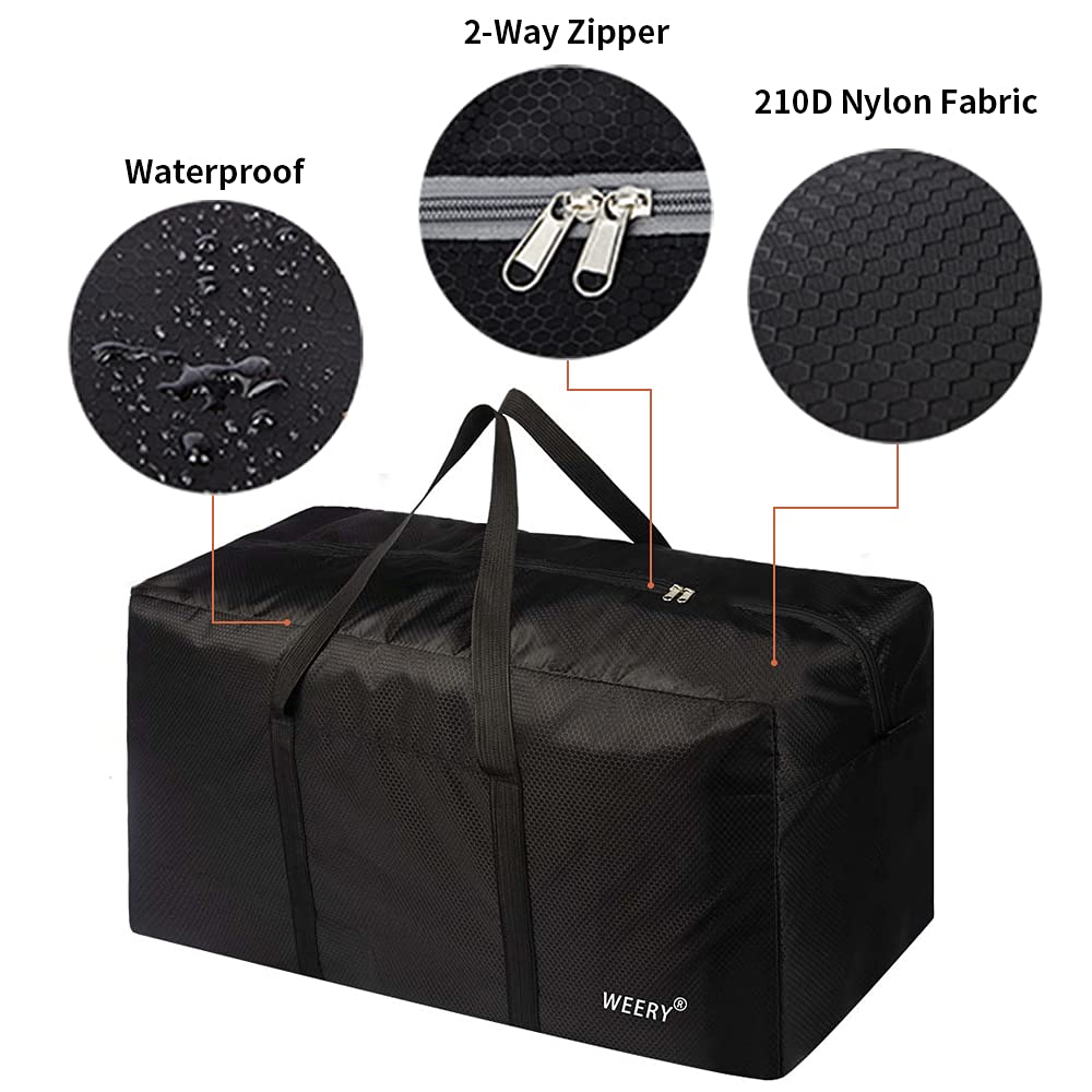WEERY Extra Large Duffle Bag,96L Lightweight Travel Bag, Foldable Waterproof Duffel Bag for Men Women,Black