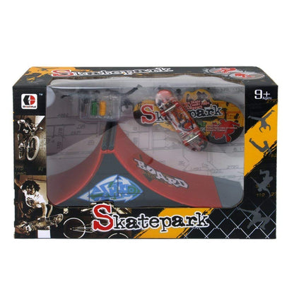 Sipobuy DIY Assembly Mini Finger Skateboard Deck Truck Skate Park Board With Ramp Accessories Sets (Scene A)