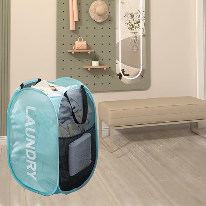 Larpur Pop Up Laundry Baskets, 2 Pack Mesh Laundry Hampers Collapsible Clothes