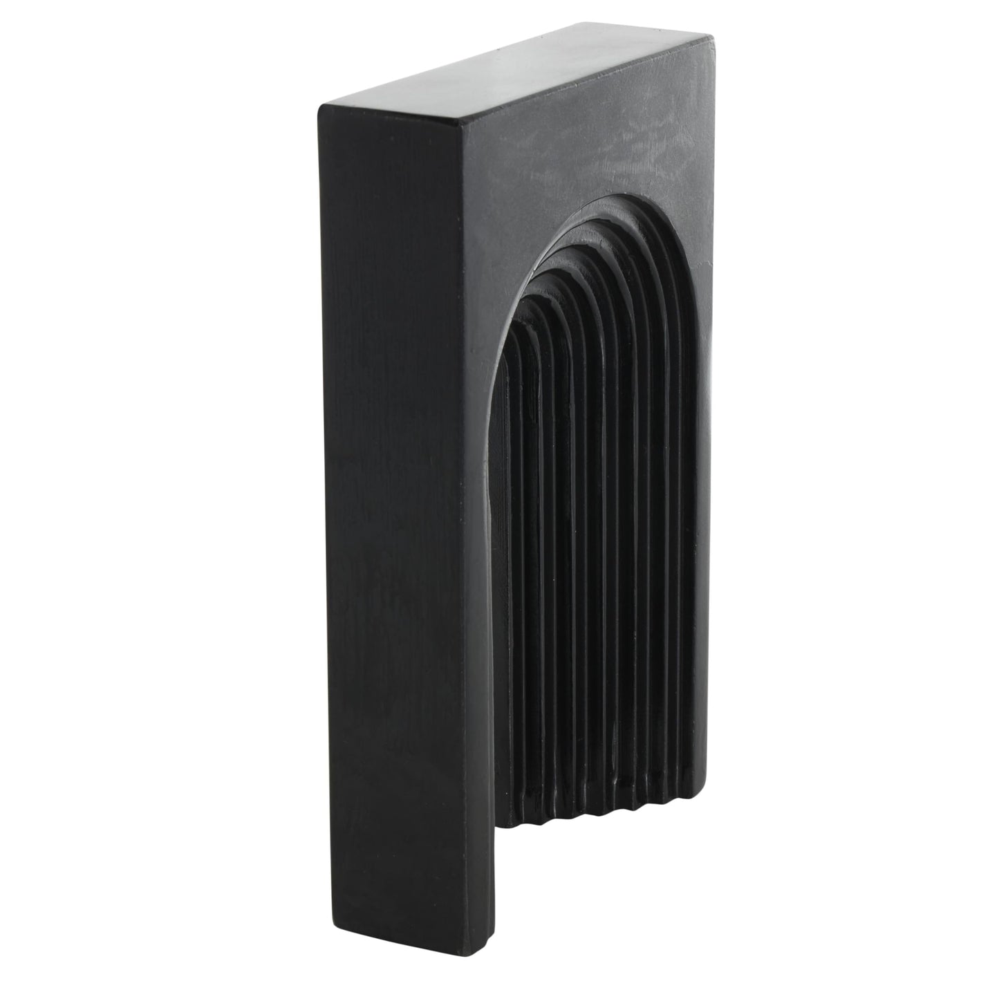 Deco 79 Marble Geometric Decorative Sculpture Rectangular Home Decor Statue with Arched Groove Interior, Accent Figurine 7" x 2" x 11", Black