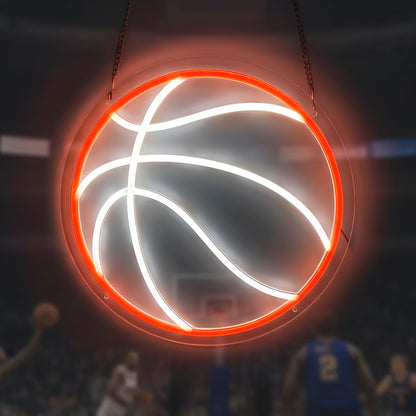Basketball Neon Sign for Wall Decor, Dimmable LED Light for Bedroom Sports Room Decor, Basketball Gifts for Boys 8-12, 12.6 x 12.6 Inches