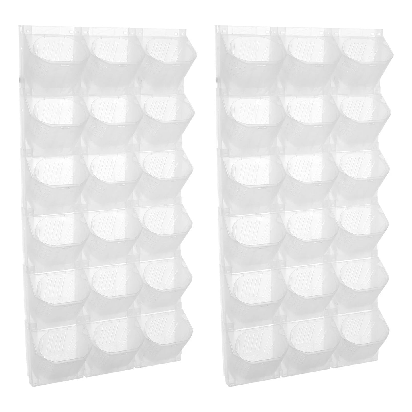 DUSNDULR 2 PCS Self-Watering Wall Planter, Wall-Mounted Vertical Garden Planter with 36 Pots for Indoor Outdoor Flowers Vegetables Herbs (White)