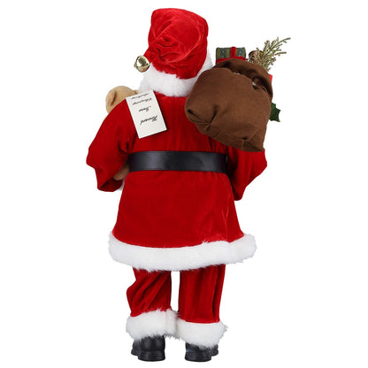 AGM 18" Santa Claus, Christmas Figurine Figure Decor with Good and Bad List and Bear and Gifts Bag for Holiday Party Home Decoration