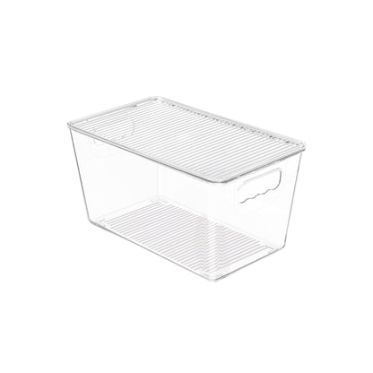 Vtopmart 6 Pack Clear Stackable Storage Bins with Lids, Large Plastic Containers with Handle for Pantry Organizer and Storage,Perfect for Bathroom,Cabinet,Kitchen,Fridge,Closet Organization