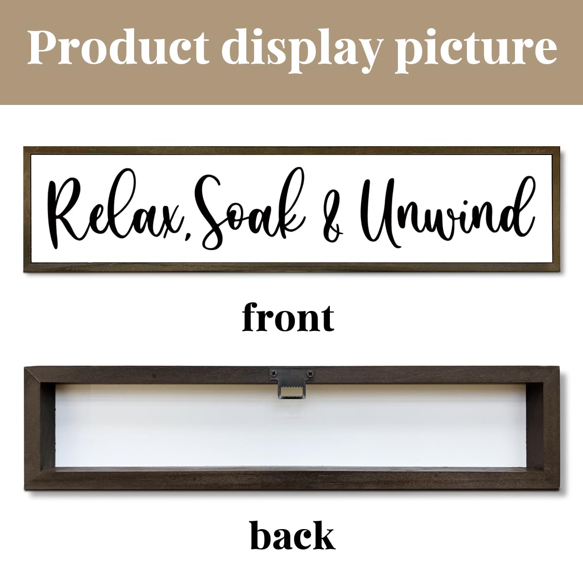 Relax, Soak & Unwind Sign, Farmhouse Bathroom Wall Decors, Spa Decor, BathRoom Sign with Wood Frame, Restroom Decor, Tiered Tray Sign, Wooden Box Sign Desk Décor, Bathroom Wall Decor Wood Framed