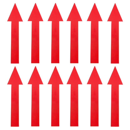 JAKOUE 12 Pack 8 x 2 Inch Arrow Stickers, Waterproof PVC Removable Self-Adhesive Floor Decals, Wall Marking Arrow Signs & Directional Indicators，Red