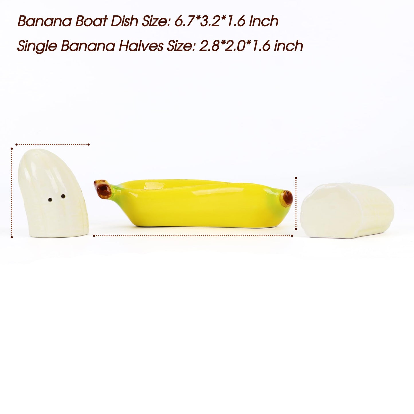 Banana Salt and Pepper Shakers Set with Banana Boat Tray – Hand-Painted Ceramic Kitchen Decor, Cute Fruit Tableware, Fun Tropical Dining Accessory, Unique Gift for Home (1 Pack)