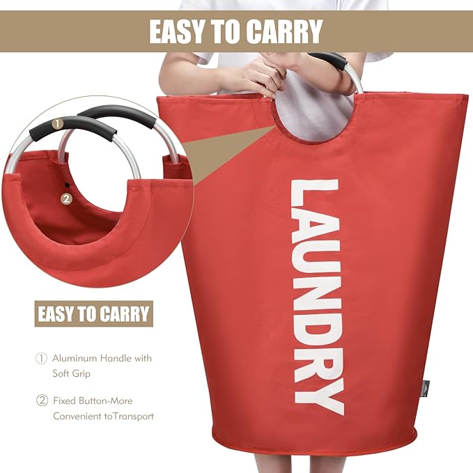 DOKEHOM 90L Large Laundry Basket, Collapsible Laundry Bag, Freestanding Tall
