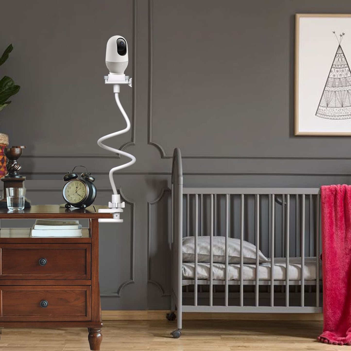 Derebir Baby Camera Holder Baby Monitor Mount Stand Compatible with HelloBaby/Blemil/jeeber/nooie/momcozy/GHB/BOIFUN/Motorola/BT/Dr.Care/Adjustable Flexible Monitor Stand Baby for Most 1/4" Camera