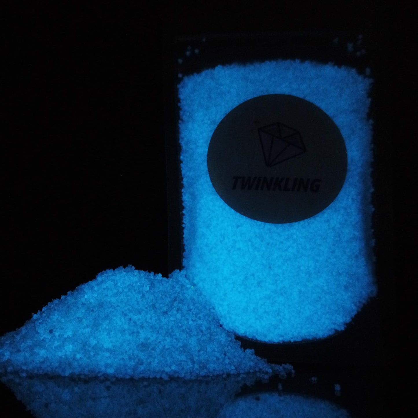 TWINKLING Glow in The Dark Pigment,Crushed Glass, Broken Glass Glitter, Glow in The Dark Stones Chips for DIY Resin Art Epoxy Crafts, Nail Art, Jewelry Making Home Decor, 0.85mm(100g) (Sky Blue)