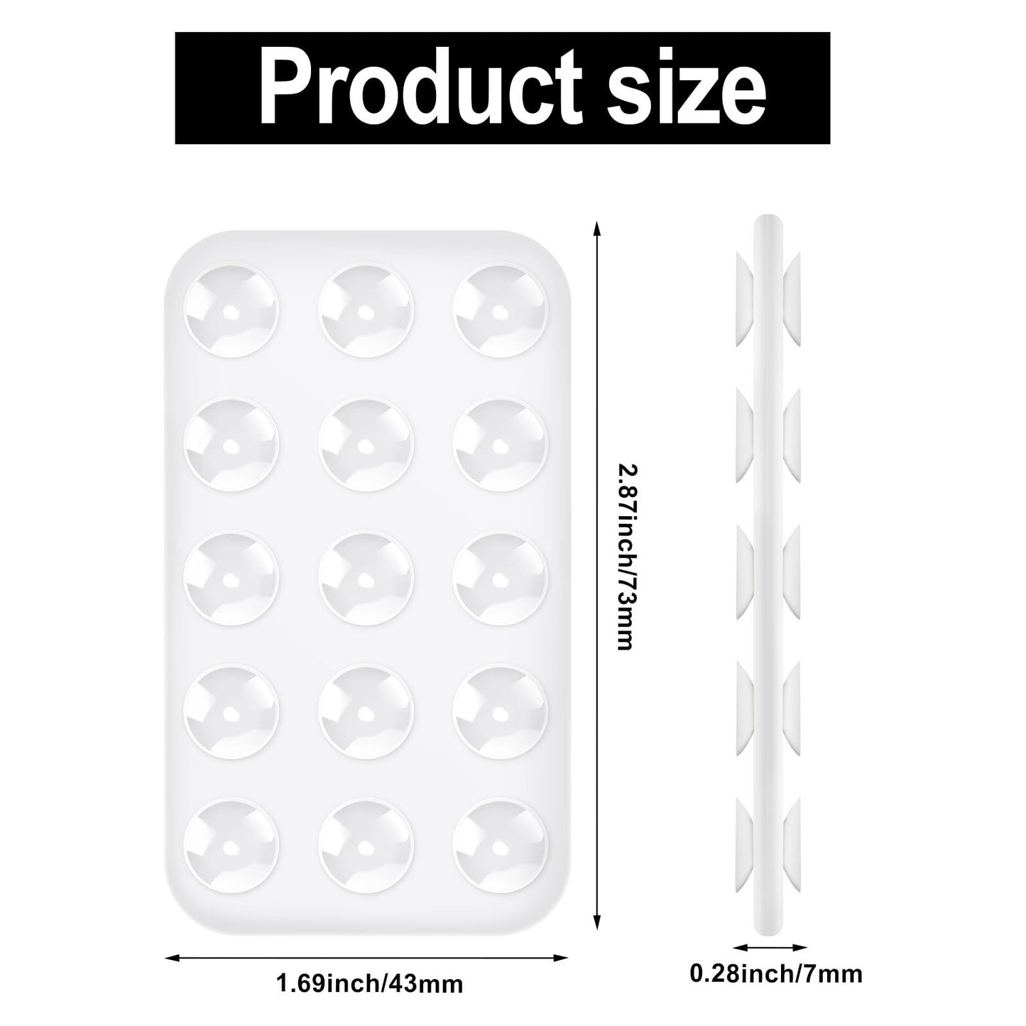 Silicone Suction Cup Phone Holders - Double Sided Suction Mount for Car, Rectangle Phone Mount for Mobile Phones (White)