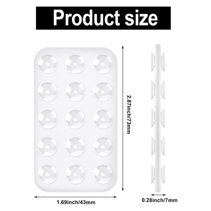 Silicone Suction Cup Phone Holders - Double Sided Suction Mount for Car, Rectangle Phone Mount for Mobile Phones (White)