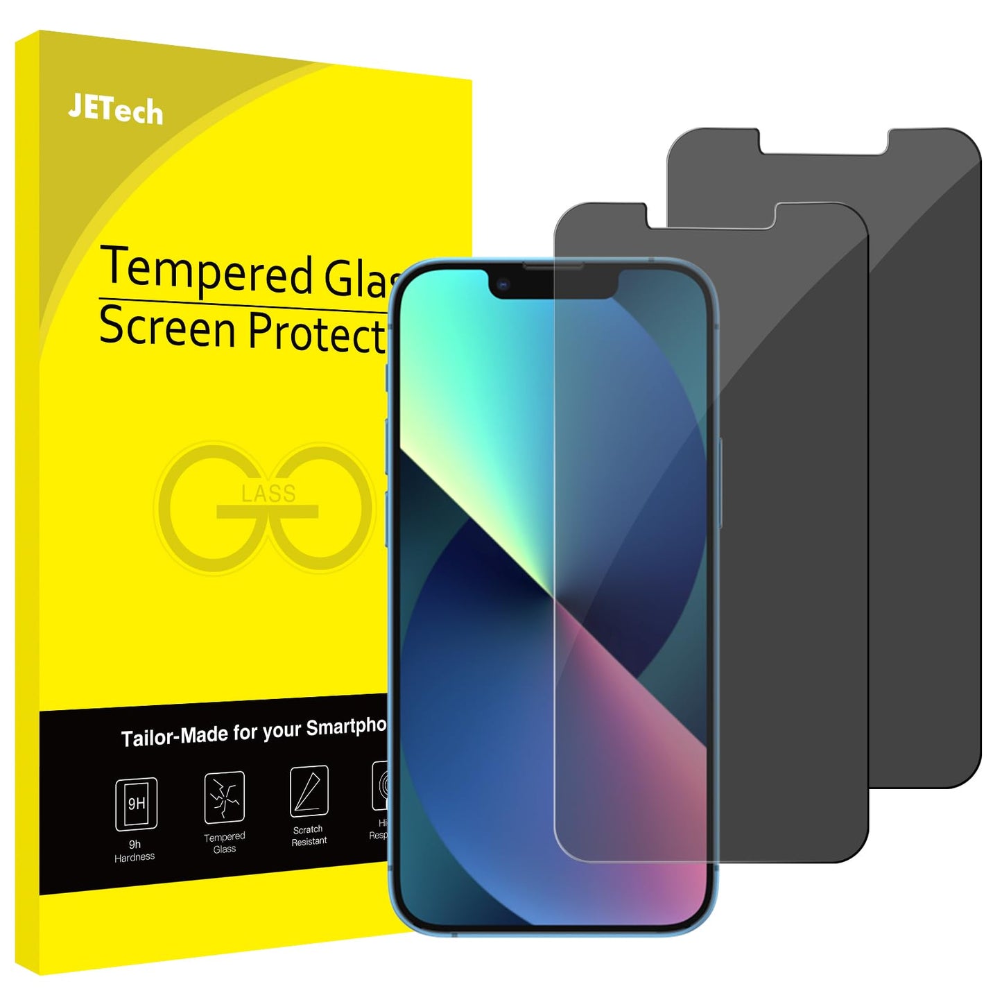 JETech Privacy Screen Protector for iPhone 11 and iPhone XR 6.1-Inch, Anti Spy Tempered Glass Film, 2-Pack