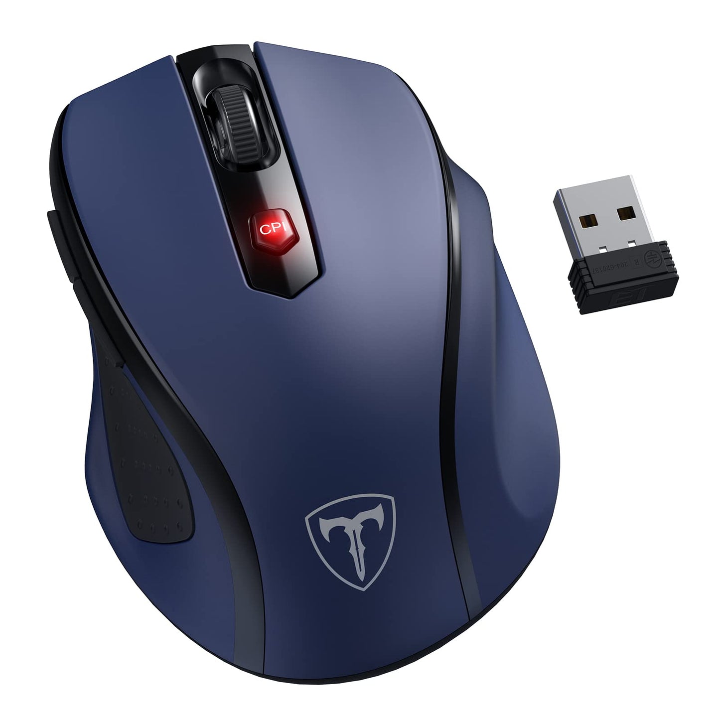 Wireless Mouse, D-09 Computer Mouse USB Cordless Mice for Laptop, Ergo Grips, Lightspeed 5-Level 2400 DPI, 16 Months Battery, Portable for PC Mac Chromebook (Black)