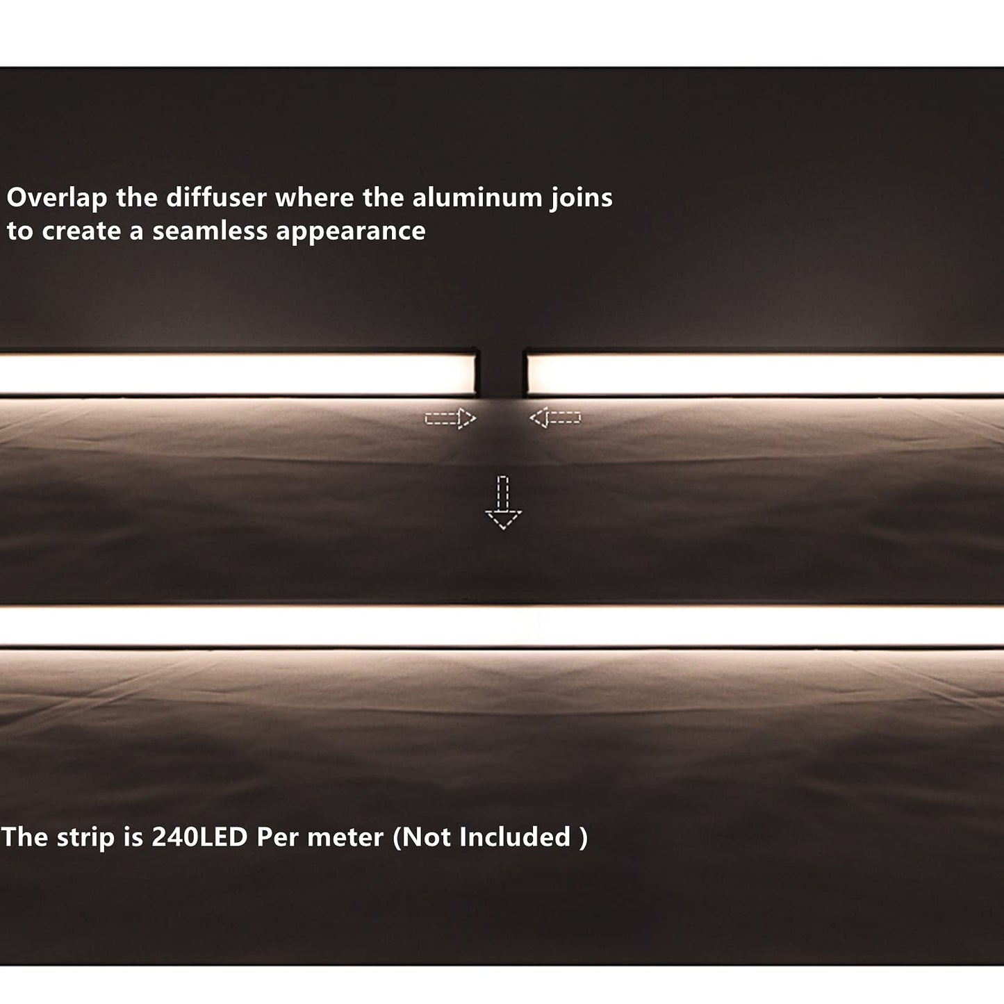 THMOOTHER 6-Pack 16-Inch U Shape Surface Mounted LED Strip Black Channel with Anti UV Diffuser - Versatile Lighting Solution for Elegant Ambiance and Enhanced Illumination