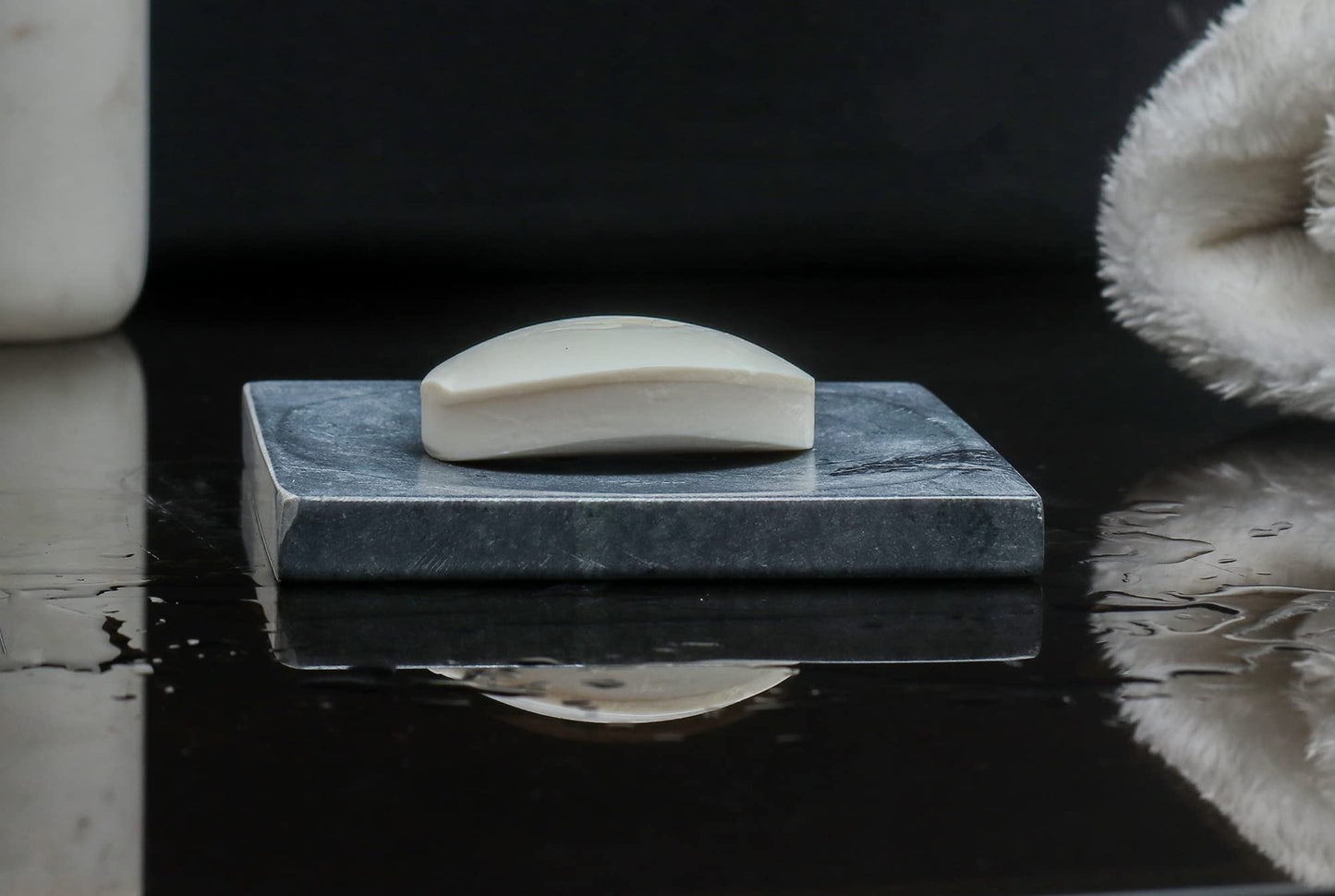 Crocon Marble Dish Holder Solid Design Soap Dish Bar Soap Holder for Bathroom, Kitchen and Countertops Luxury Decorative Accessory Box Soap Tray Size : (4.5 X 4.5 Inch)