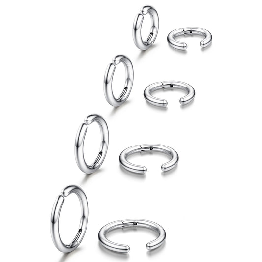 YADOCA 8 Pieces Clip On Earrings For Men Women Non-Piercing Fake Earrings Stainless Steel Clip On Hoop Earring Cool Earrings Ear Clips Set for Gifts, HZHENG-YADC-WLY25-menclip-S