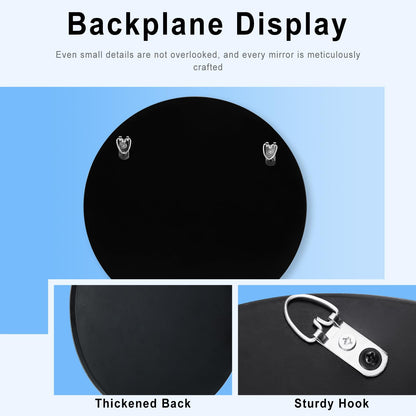 24 Inch Crushed Diamond Round Glass Wall Mirror, Bathroom Mirror, Wall Decoration Hanging Mirror, Suitable for Living Room, Bedroom, Vanity