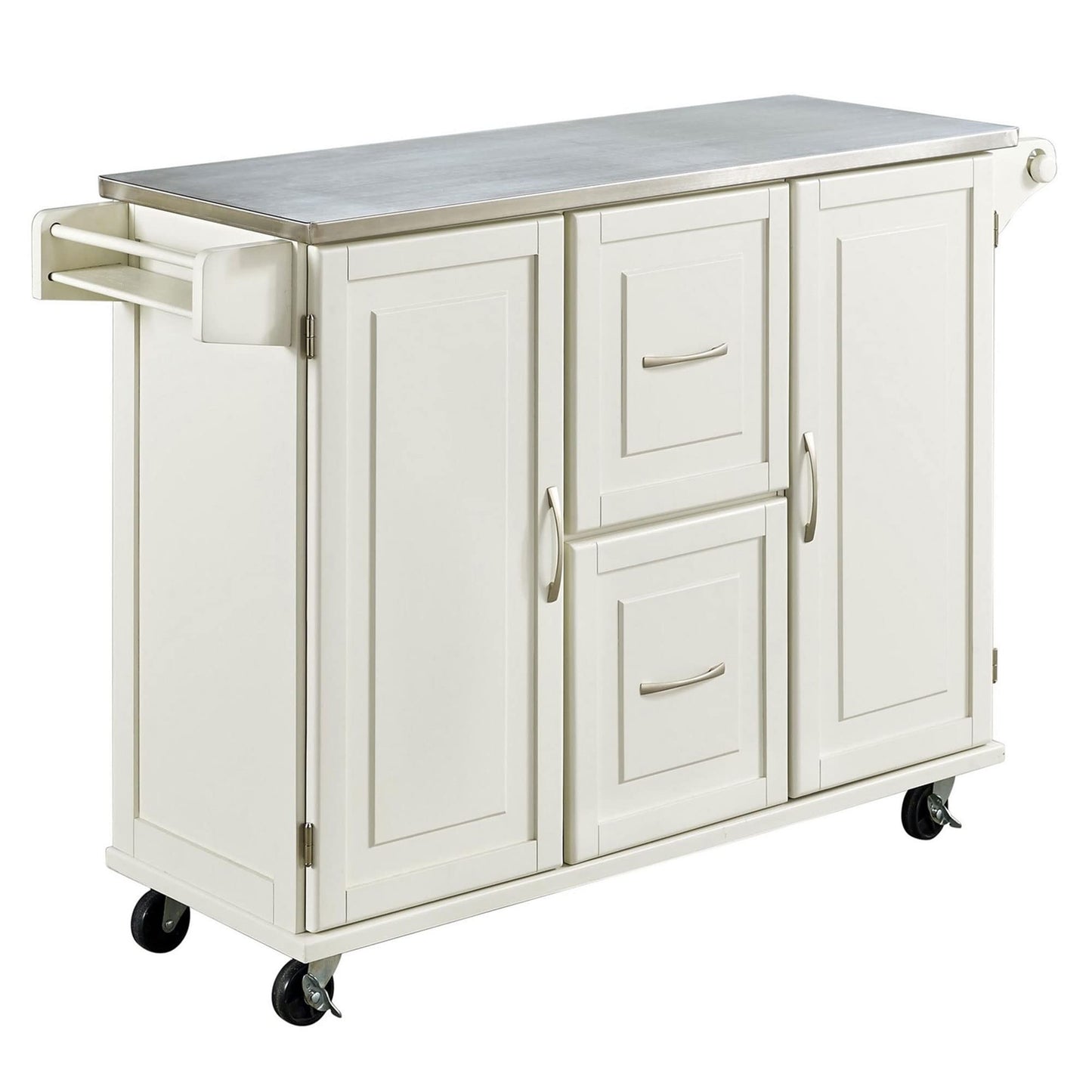 Homestyles Dolly Madison Off-White Mobile Kitchen Cart with Stainless Steel Top