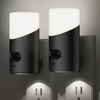 Lyridz LED Night Lights Plug into Wall with Motion Sensor, 1-150LM Dimmable Plug-in Nightlight Indoor for Bedroom, Bathroom, Hallway, Stairs, Pet House, Toilet, 2 Pack