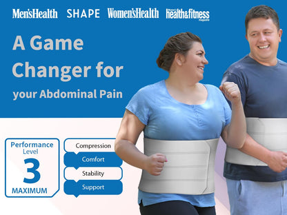 Abdominal Binder for Women & Men Post Surgery Recovery, 12 inch 4 Panel Waist Compression Band, Wrap Support for Bariatric, Belly, Stomach, Postpartum, Hernia, Latex-free. Breathable Fabric S-M