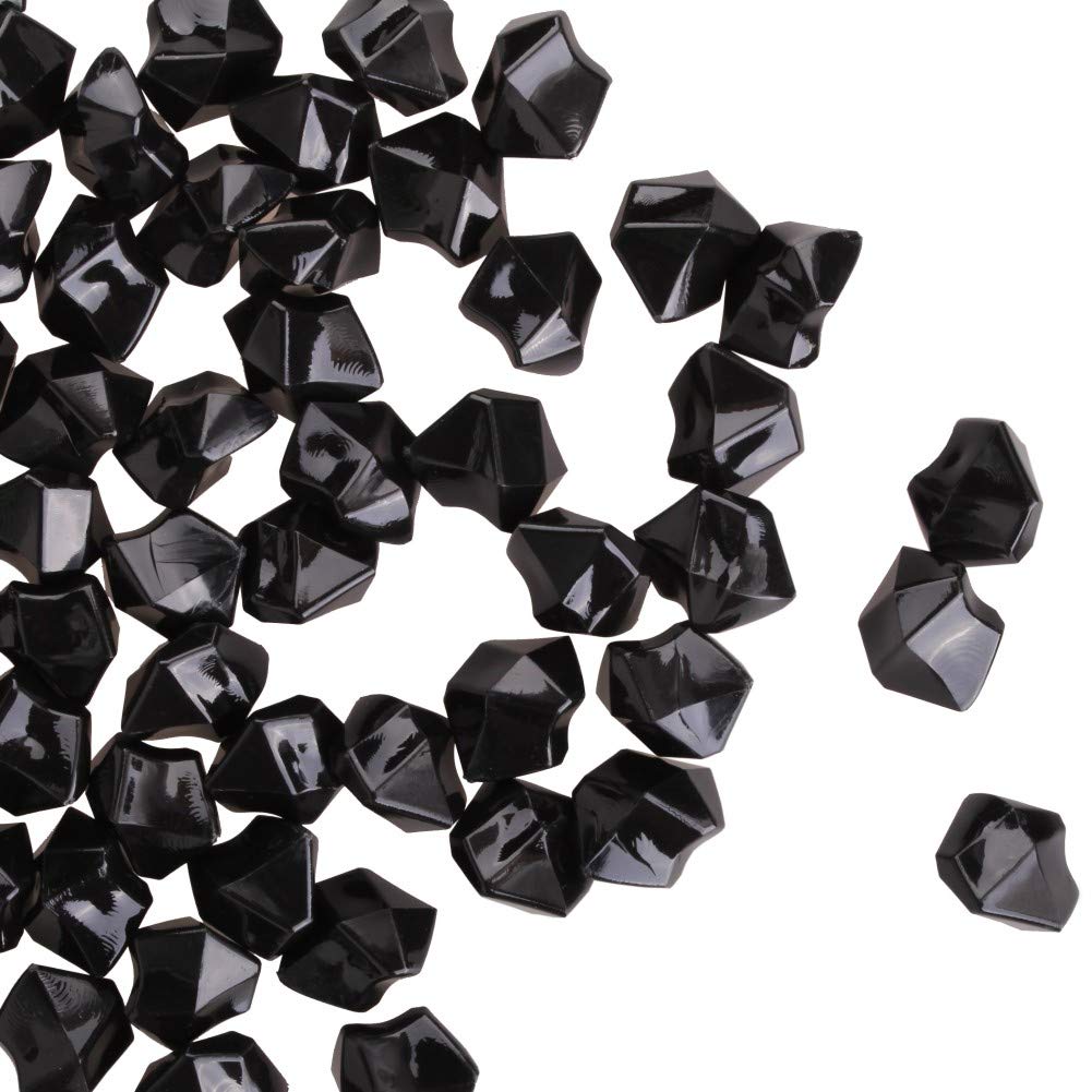PMLAND 3Lbs Black Acrylic Ice Rocks – Bulk 550 Pieces Crushed Clear Fake Ice Gems for Vase Filler, Wedding Centerpieces, Table Scatter, DIY Crafts & Aquarium Décor