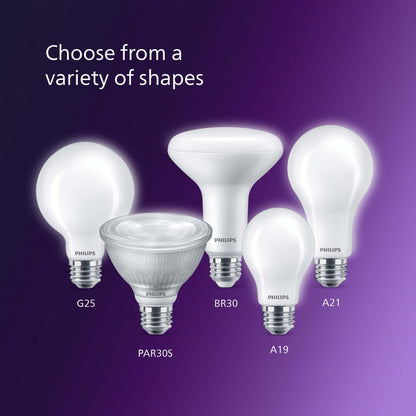 PHILIPS LED 75W A19 4-Pack Ultra Definition Daylight (5000K) 1100 Lumen (9W = 75W) Dimmable Frosted Flicker-Free Light Bulbs