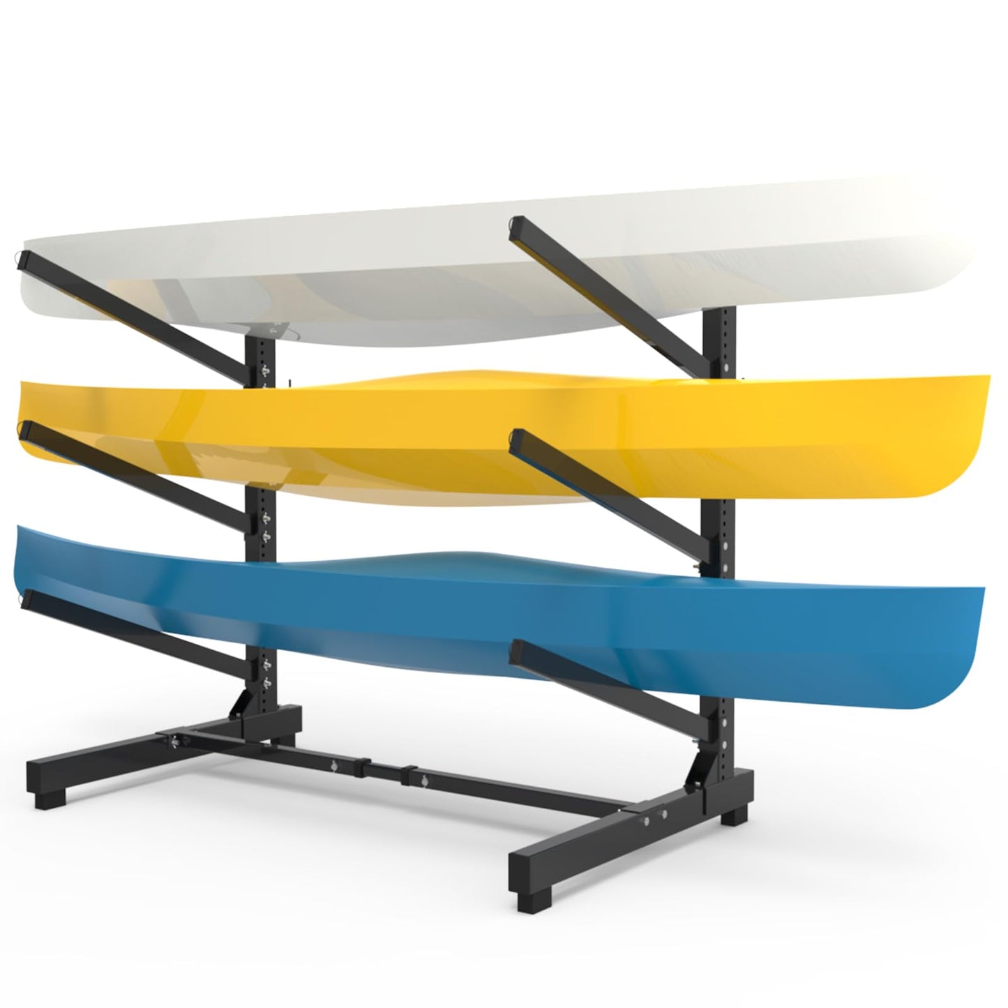 Freestanding Kayak Stand,One-Sided Kayak and Canoe Rack,Heavy Duty Adjustable Kayak Storage Rack,Sup Outdoor Storage Rack,Weatherproof Stand for Indoor, Garage, Shed, Dock Kayak Storage (3 Levels)