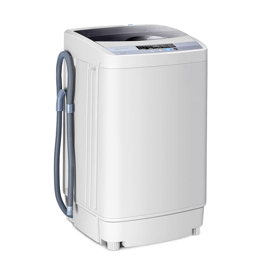 Giantex Washing Machine Portable Compact 12lbs Capacity Full-Automatic W/Drain Pump,10 programs 8 Water Level 1.34 Cu.ft Cloth Washer and Spinner