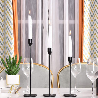 SUJUN Matte Black Candle Holders Set of 3 for Taper Candles, Decorative Candlestick Holder for Wedding, Dinning, Party, Fits 3/4 inch Thick Candle&Led Candles (Metal Candle Stand)
