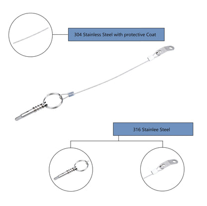 Thorn Boat Bimini Top Quick Release Pins with Lanyard - Marine Grade 316 Stainless Steel Pin Durable Hardware for Deck Hinges & Canopy Systems (4 PCS)