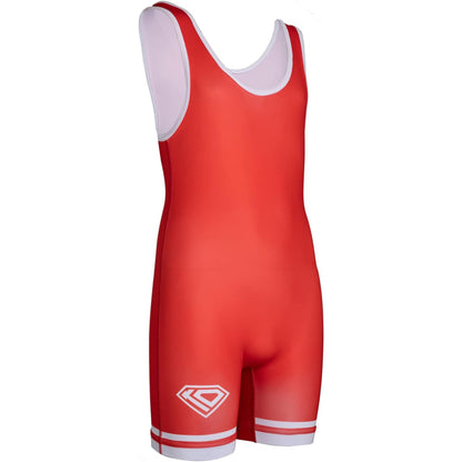 KO Sports Gear Unisex Wrestling Singlet for Youth Wrestlers - Wrestling Singlet for Boys & Girls - Bold Durable Uniform, Stretchy Breathable Material - Red, Youth Large