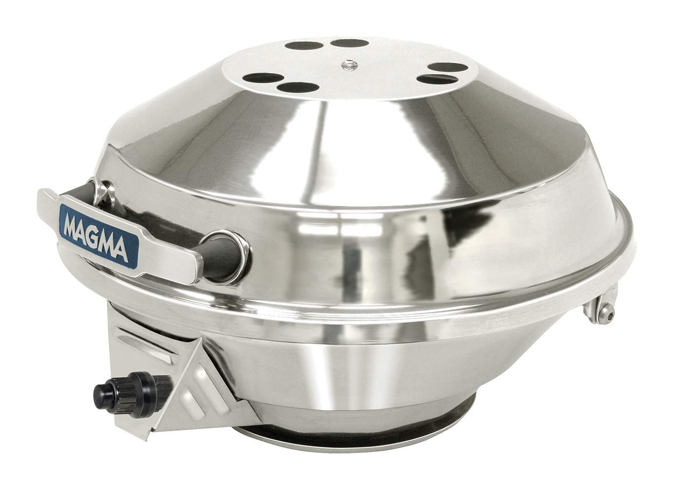 Magma A10-207-3 Marine Kettle3 Portable Gas Grill and Stove - Stainless Steel BBQ with Electronic Ignition for Boats - Wind-Resistant Design, Safe Propane Connection, Stay Cool Handle - 15" Diameter