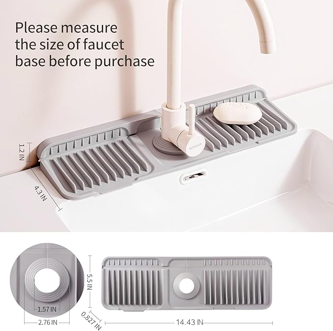 Folding Faucet Mat for Kitchen Sink Upgraded Premium Silicone Splash Guard