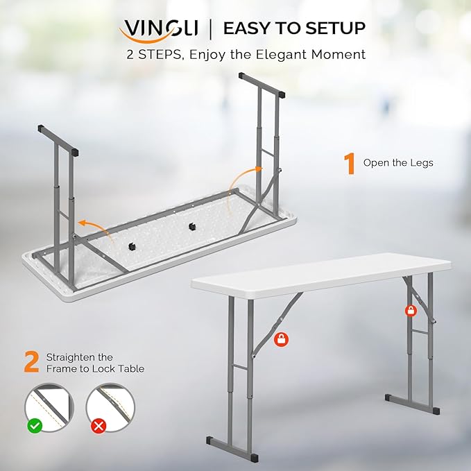 VINGLI 4 FT Narrow Folding Table, Home Work