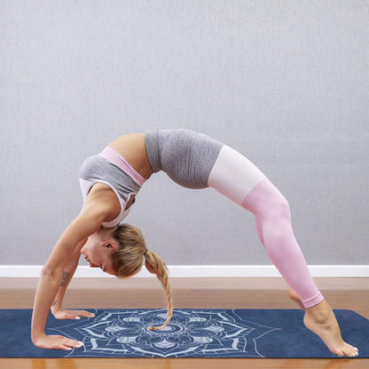 SNAKUGA Travel Yoga Mat, Non Slip Exercise Suede Mat with Carry Bag, All-Purpose Fitness Mat with High Density Anti-Tear Surface for Women, Ideal for Pilates Workout (72'' x 26'' x 1.5mm Thick)