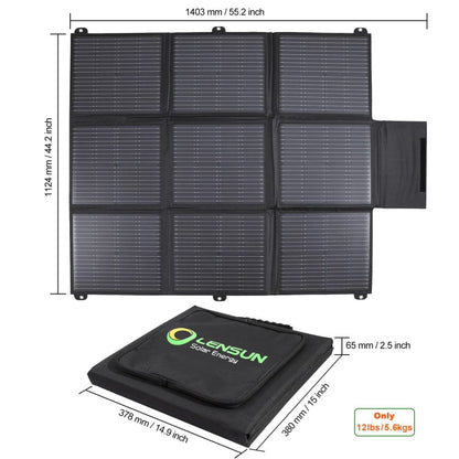 LENSUNSOLAR 200W 12V Portable Solar Panel Blanket with Standard Connectors for Solar Generator Power Station, Lightweight Ultra-Thin only 5.2 kgs/11.4 lbs
