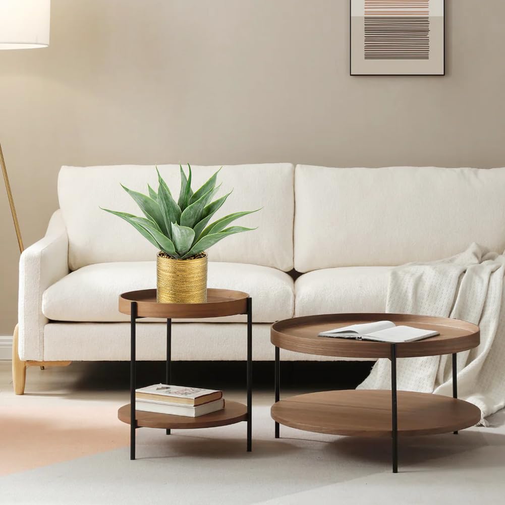 Large Faux Agave Plants Artificial Aloe Plant Fake Succulent Plants in Pot Realistic Agave Plant Artificial Potted Plants for Home Living Room Table Office Desk Bathroom Indoor Decor(Brushed Gold)