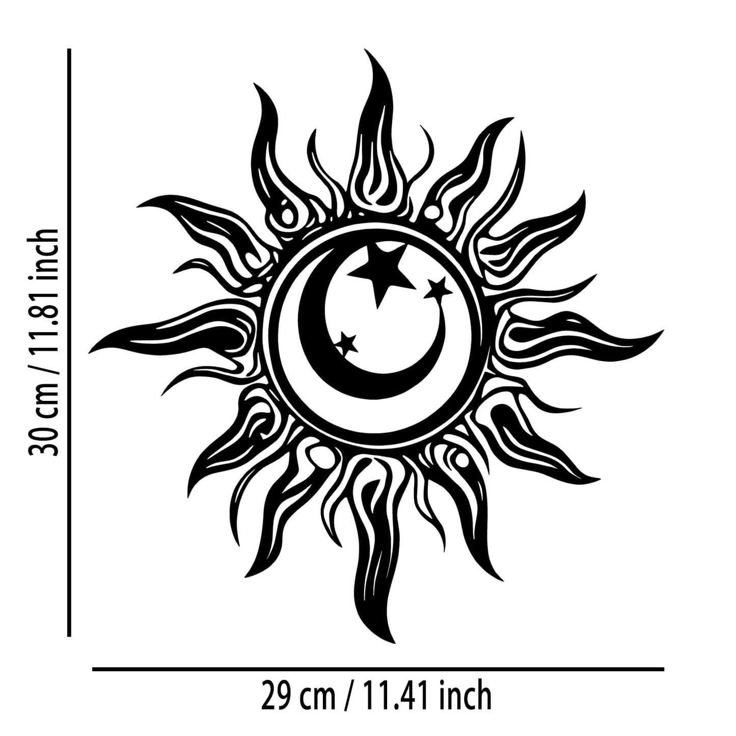 OPTYBVFD Sun Moon Star Metal Wall Decor - Room Decor Wall Art Home Decor for Living Room, Bedroom, Dining Room,Office, Outdoor, Garden (Black)