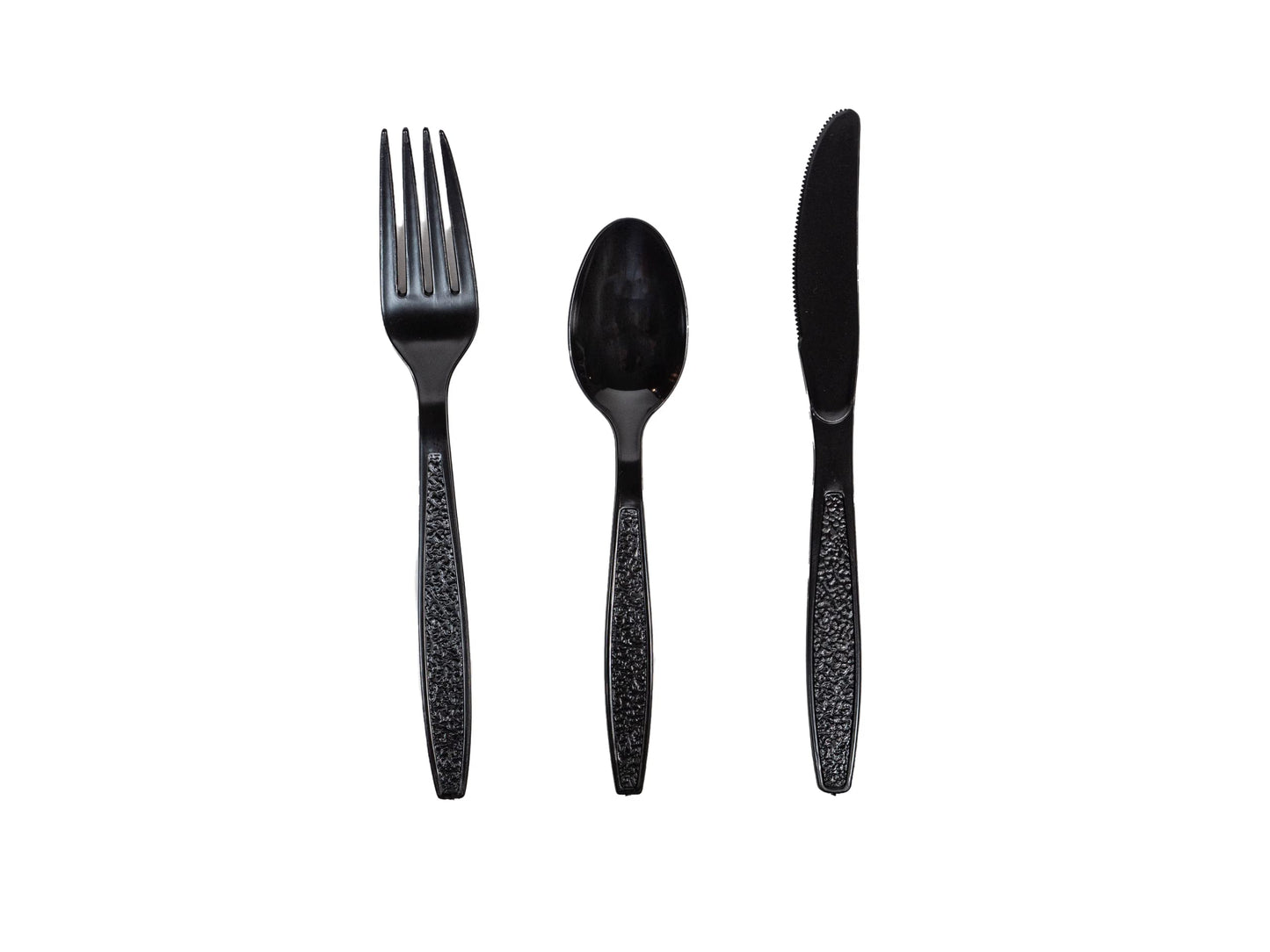 Heavy Weight Black Cutlery Kit - 250 Sets of Individually Wrapped Black Plastic Cutlery Packets (3-piece Kit)